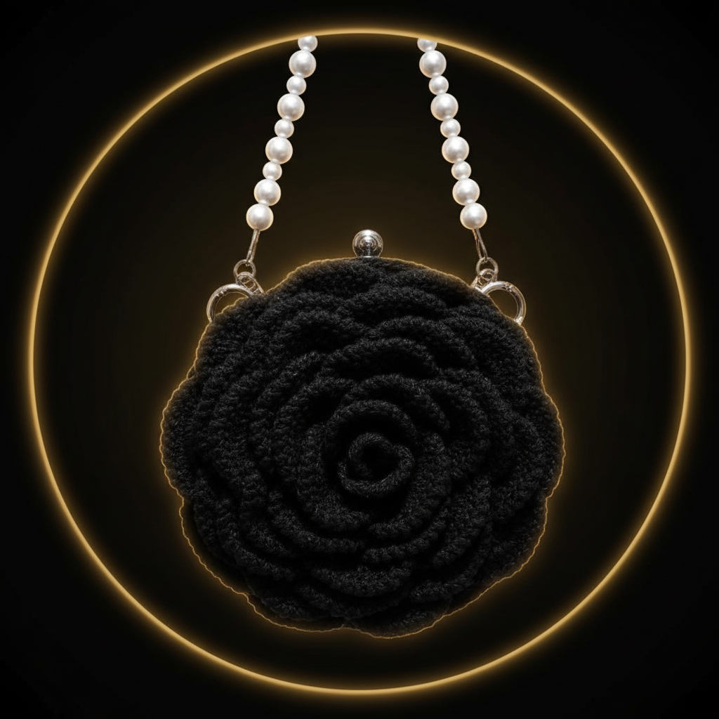 Handmade Round Rose Crochet Bag|ByKnots