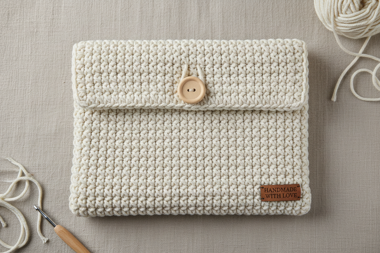 Crochet Minimal Laptop Cover – Personalized Handmade