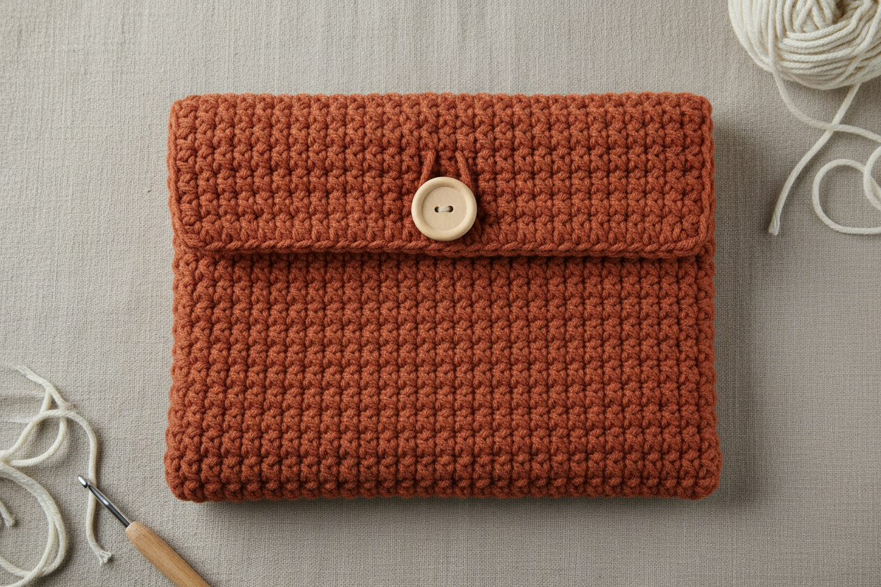 Crochet Minimal Laptop Cover - Terracotta