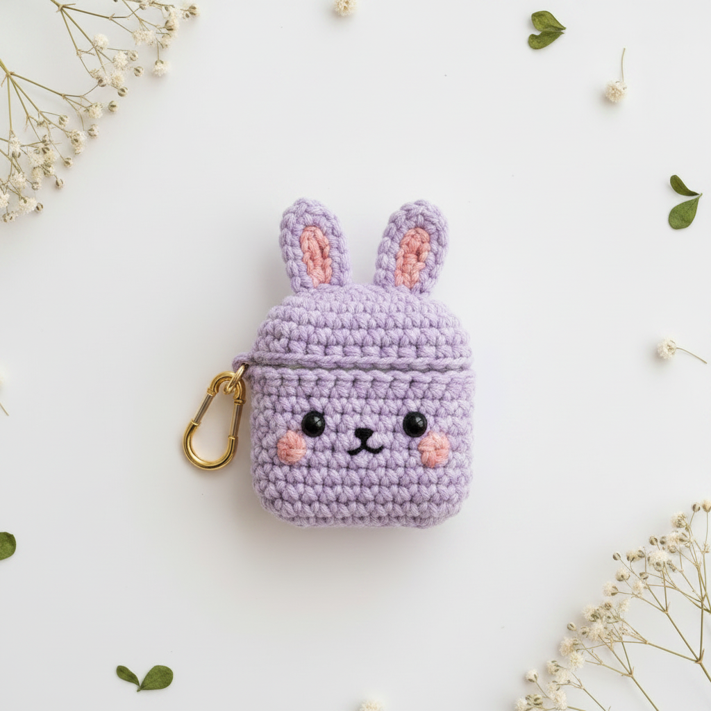 Crochet Bunny AirPods Case - Lavender