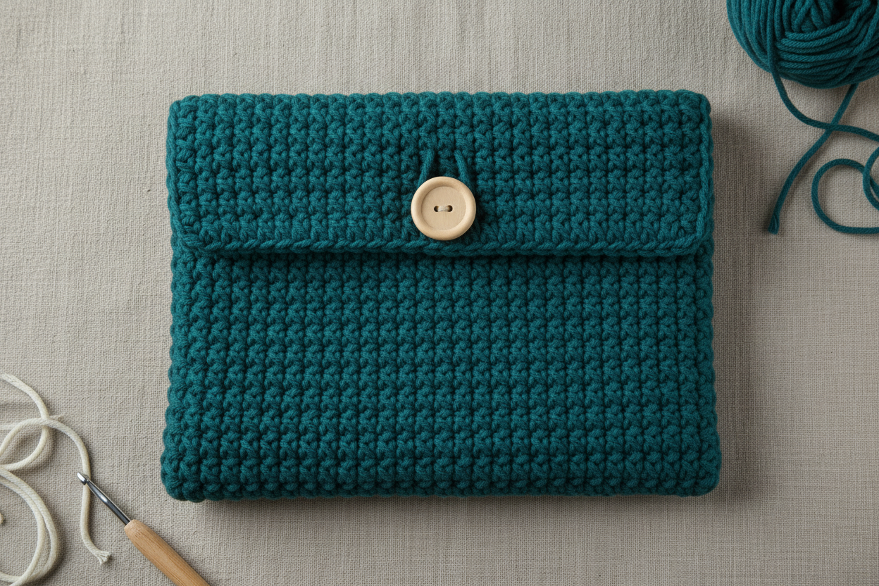 Crochet Minimal Laptop Cover - Teal