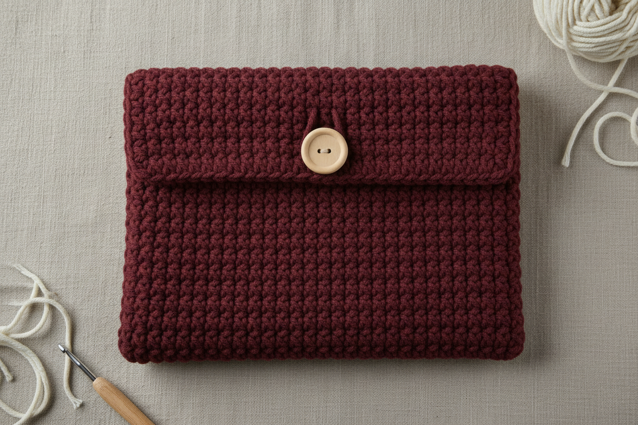 Crochet Minimal Laptop Cover - Maroon