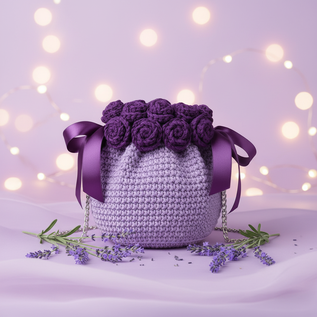 Bouquet Crochet Bag with Pearl & Chain Strap