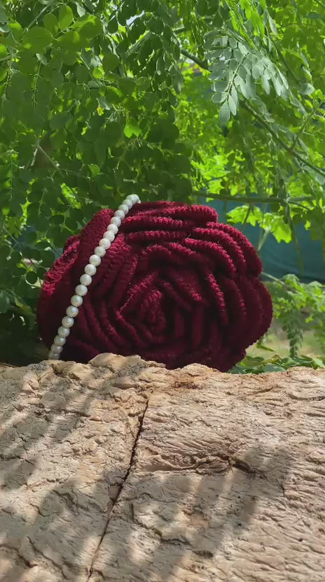 Handmade Round Rose Crochet Bag|ByKnots